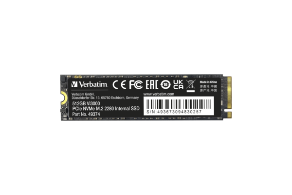 כונן פנימי VERBATIM Vi3000 PCIe NVMe M.2 SSD 512GB 