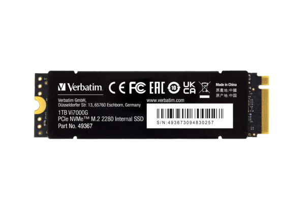כונן פנימי VERBATIM Vi7000G Internal PCIe4 NVMe M.2 SSD 1TB 