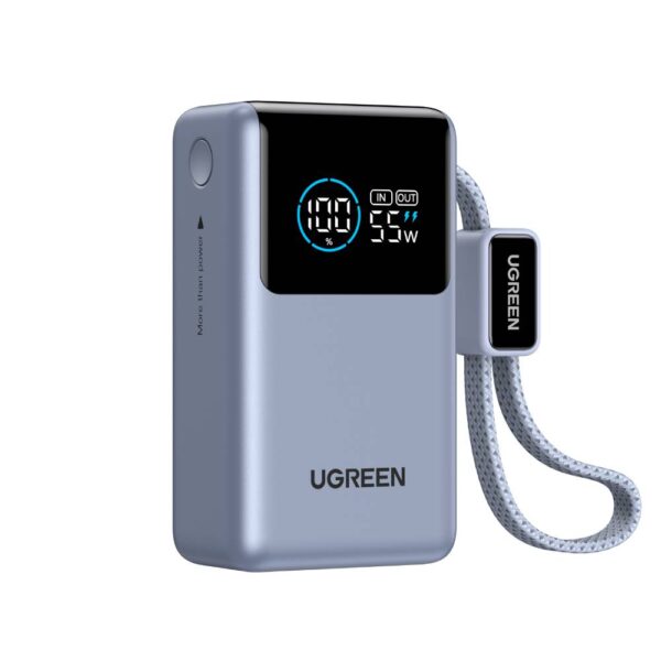  סוללת גיבוי קומפקטית UGREEN Nexode Pro 10000mAh 55W עם כבל מובנה UGREEN PB727 75701B 