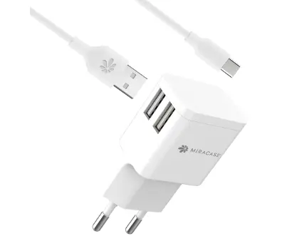 מטען קיר דגם MWC244 הכולל כבל Type-c בצבע לבן מבית MIRACASE
