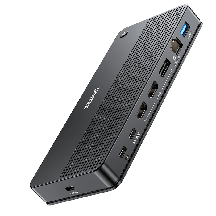  D1104A01 - תחנת עגינה בחיבור USB-C ברזולוציית 8K עם טעינה 100W והרחבת מסכים UNITEK