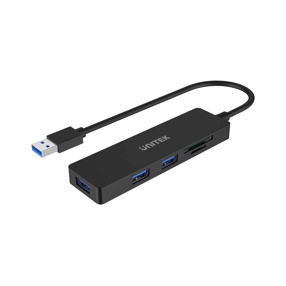  uHUB Q4 מפצל 3 פורט וקורא כרטיסים UNITEK USB A 