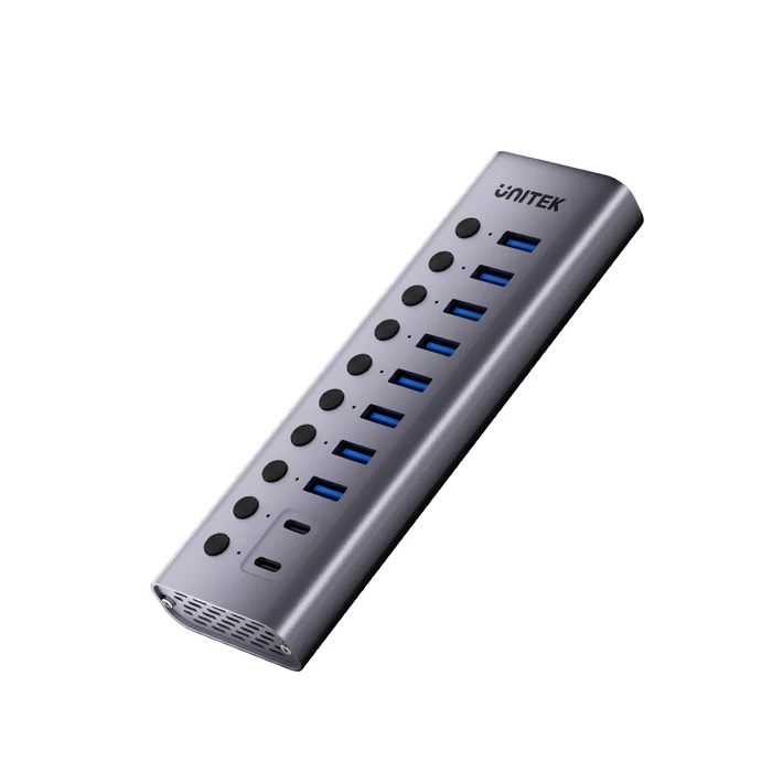  H1315B01 - מפצל 10 פורטים עם טעינה - 8 חיבורי USB-A ו-2 UNITEK USB-C 