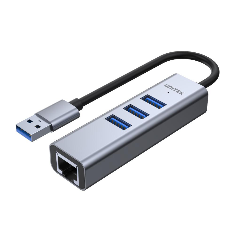  מפצל uHUB Q4+ 4-in-1 USB-A Ethernet Hub UNITEK H1906A