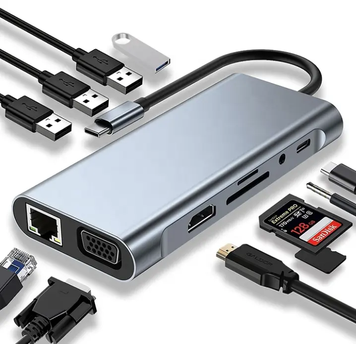 תחנת עגינה ומפצל USB C Type C Hub 11 In 1