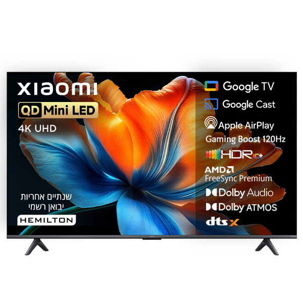 טלוויזיה ''85 QD-Mini LED 4K שיאומי דגם (2026) Xiaomi TV S Mini 85'' 1200nits 