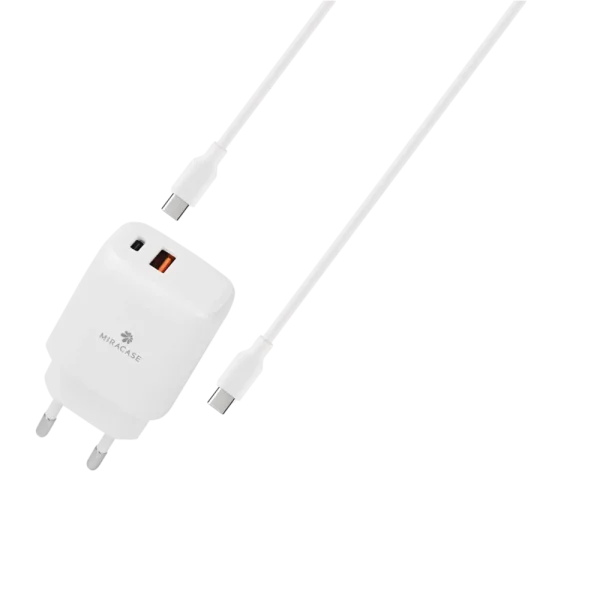 מטען קיר 25W עם כבל type-c to type-c דגם MWC25PQ מבית MIRACASE