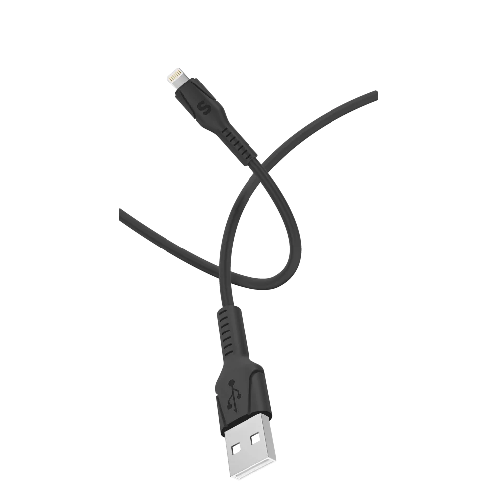 כבל סיליקון Lightning to USB silver line 1.2M 