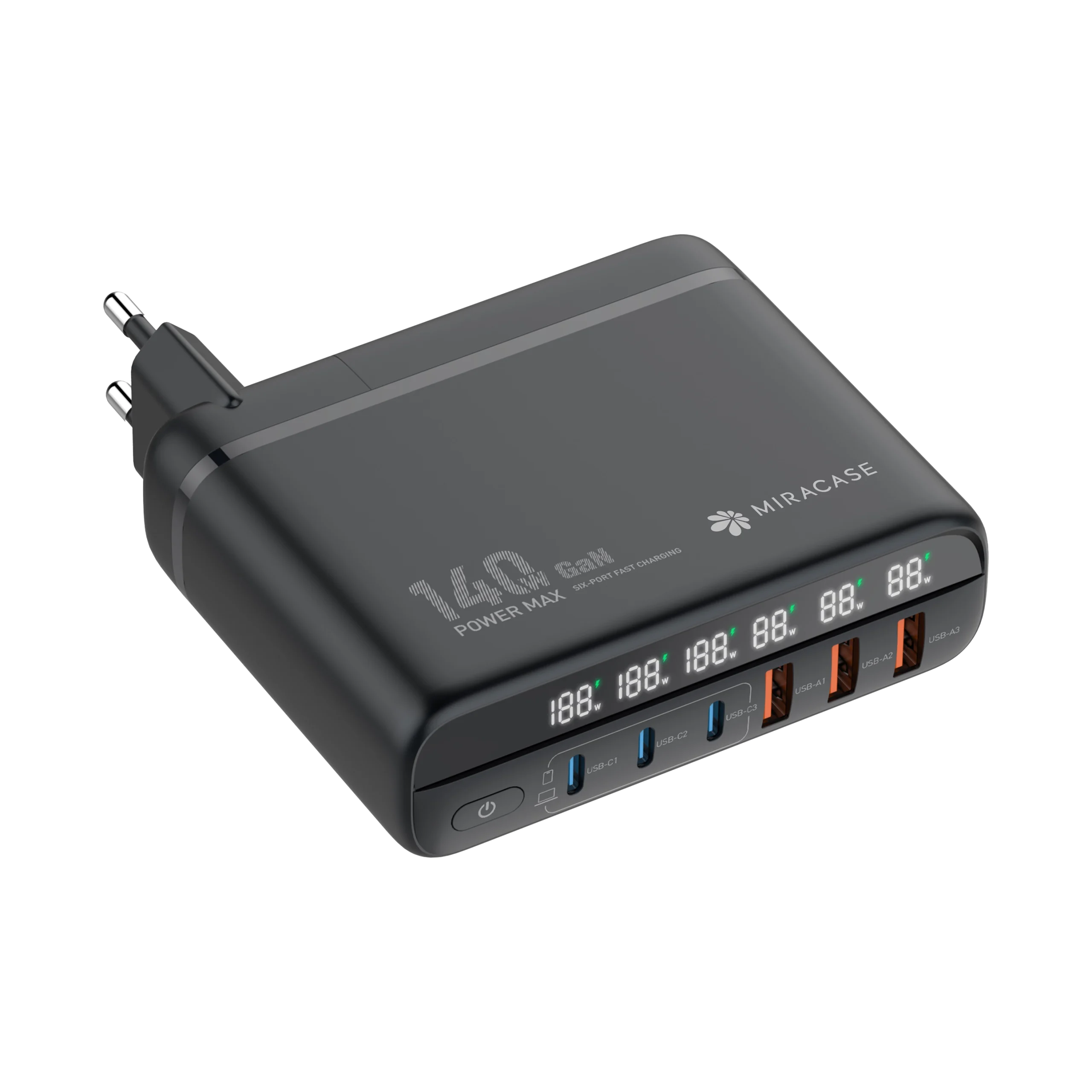 מטען קיר עוצמתי 140W עם 6 יציאות טעינה דגם  MWC140W מבית Miracase