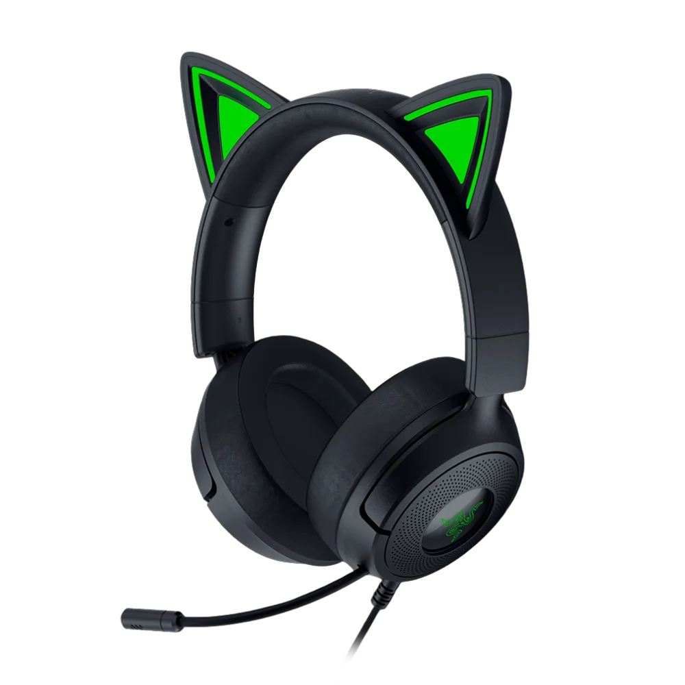 אוזניות גיימינג חוטיות דגם Kraken Kitty V3 X בצבע שחור מבית Razer
