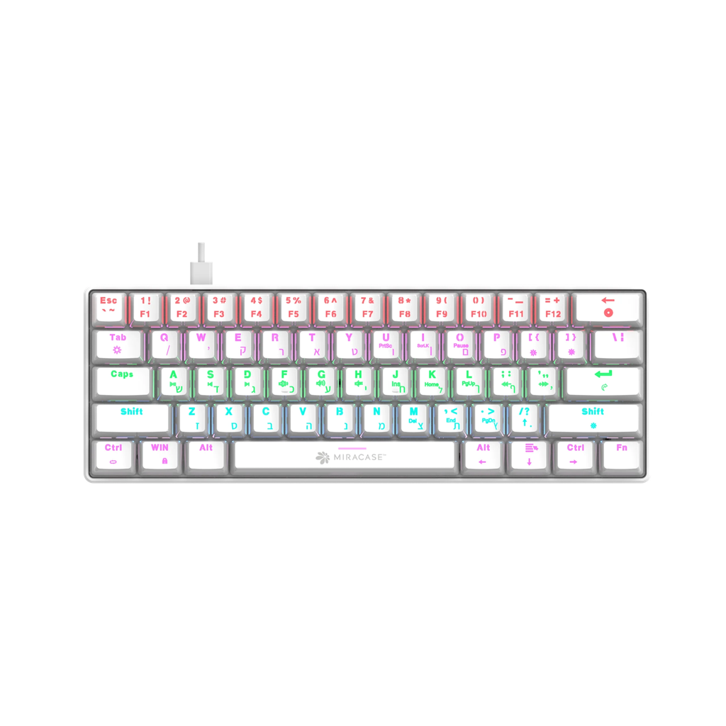מקלדת מכנית חוטית לבנה MMCK100 עם תאורת RGB מבית Miracase