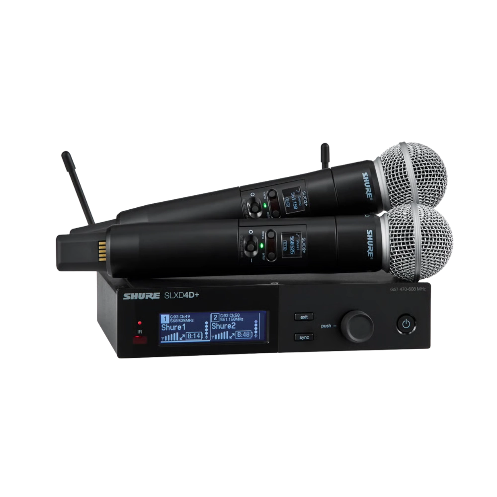 מערכת מיקרופונים אלחוטית כפולה דגם SLXD24D+/58 מבית Shure