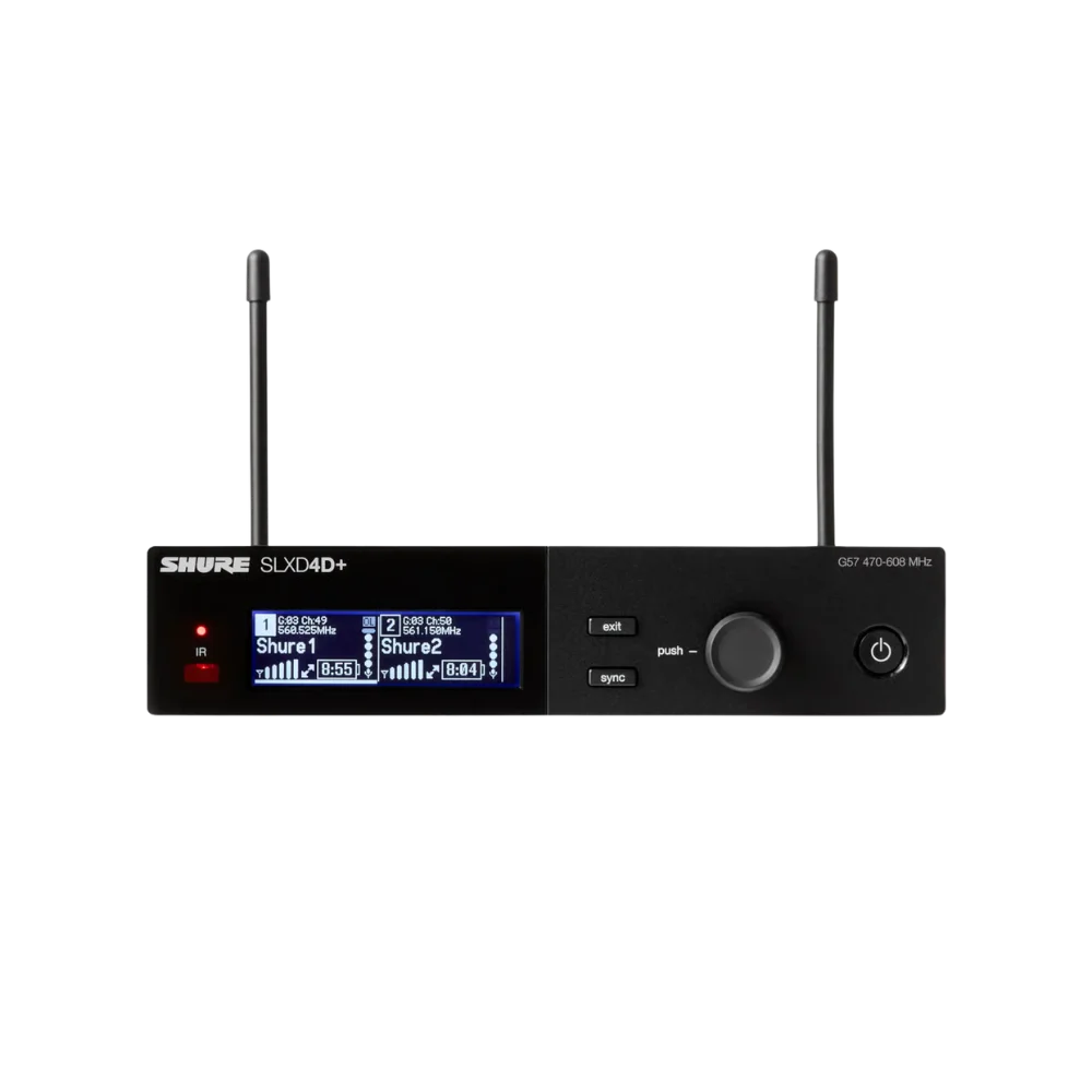 מקלט אלחוטי דיגיטלי דו-ערוצי דגם SLXD4D+ מבית Shure