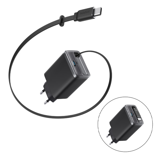 מטען קיר משולב כבל Anker Nano Charger 35W with USB-C cable בצבע שחור