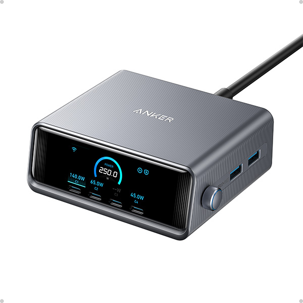 עמדת טעינה עוצמתית 6 יציאות Anker Prime Charger 250W 6 Ports GaN A2345